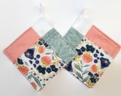 Modern Floral | Quilted Potholder Set | Handmade Kitchen Decor