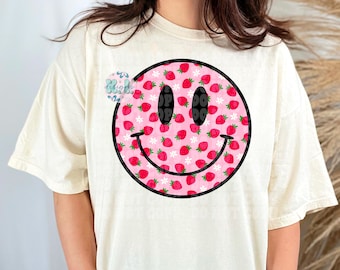 Strawberry Smile Face PNG | Digital Download