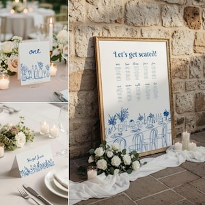 Hand-Drawn Wedding Seating Chart Canva Template: Whimsical Table Decor