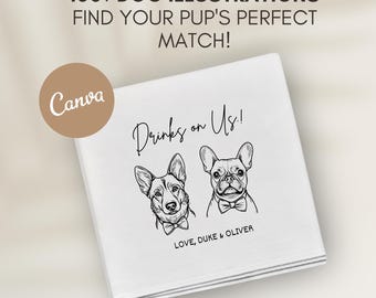 Wedding Dog Illustrations: DIY Party Decor Canva Template (Digital Download)