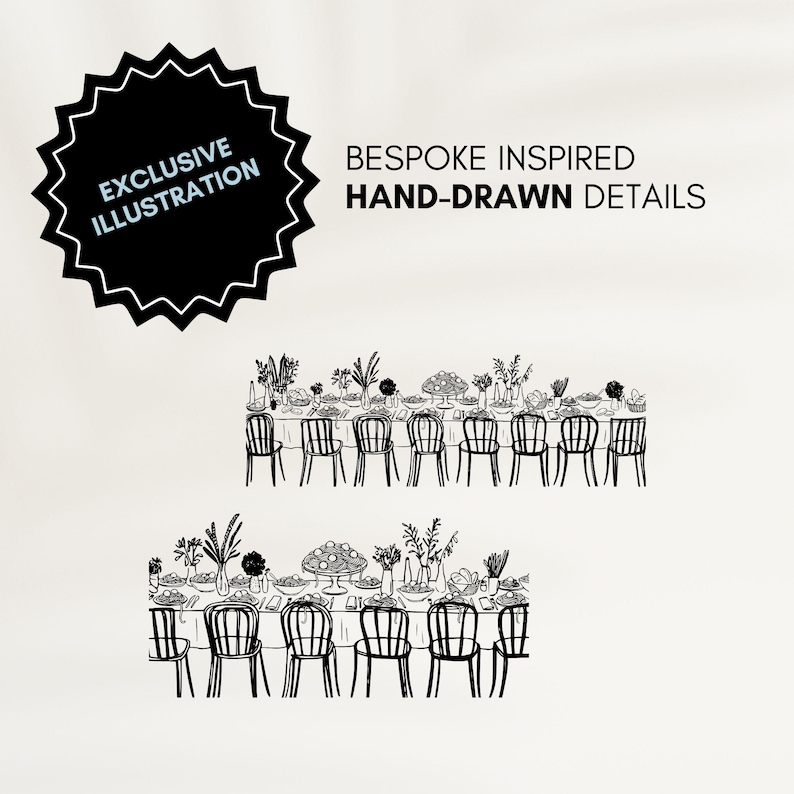 Pass the Pasta | Spaghetti Table | Hand-drawn Wedding Illustration: PNG ...