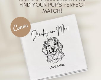 Wedding Dog Illustrations: DIY Party Decor Canva Template (Digital Download)