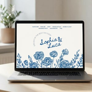 Plantilla de sitio web de boda romántica dibujada a mano: Canva Design