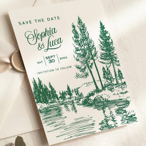 Save the Date Romantische Hochzeit im Wald: Handgezeichnetes Design (Digitaler Download)