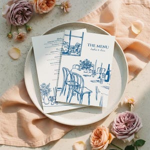 Hand-Drawn Wedding Menu | Love Notes |Template: Romantic Printable, Editable in Canva (Digital Download)