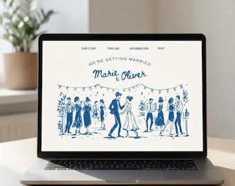 Romantic Wedding Website Template: Hand-Drawn Design (Canva)
