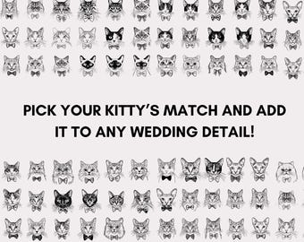 Wedding Cat Bowtie Illustrations: DIY Party Decor (Digital Download)