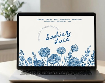 Detailed Romantic Wedding Website Template: Hand-Drawn Design, RSVP, Canva Expanded Layout