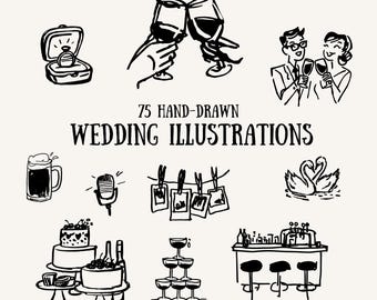 Hand-Drawn Wedding Timeline Icons: Canva SVG Doodles (Digital Download