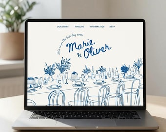 Romantic Wedding Website Template: Hand-Drawn Canva Design