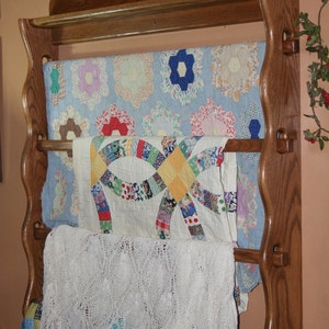 Hanging Solid Oak Quilt Rack image 1