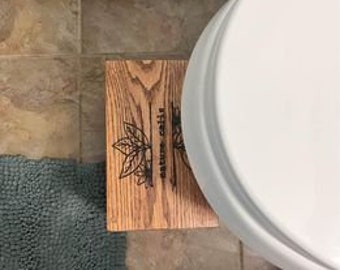 Toilet stool, Squatty Potty, solid oak, custom woodburned, Nature Calls