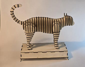 Katzenmodell, 3D Holzpuzzle
