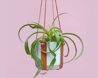 Leather Plant Hanger Stylish, Minimal, Mid-century, Home Decor, Pot, Apartment, Great Gift, Indoor, Gardening, Plants.