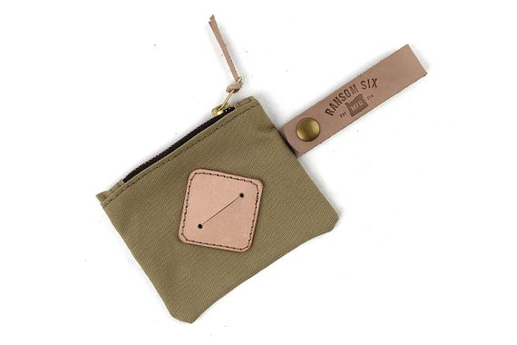 Dog Poop Bag Holder / Canvas and Leather Zipper Pouch, Dog Accessories, Pet Products, Hiking, Camping, Dog Walking, Ransom Six, Waste, Gift