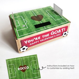 Fußball Feld Valentinstag Box - Printable Valentinstag Handwerk DIY Schule Klassenzimmer Party Kinder Ideen Karte Sport Jungen Mädchen individuell futbol