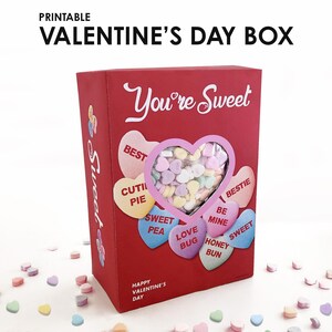 Konversationsherzen Valentinstag Box - Valentinstag Geschenk Handwerk DIY Schule Klassenzimmer Party Kinder Ideen Karte vday Box Ideen zum Ausdrucken