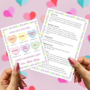 Conversation Hearts God Says Bible Verse Valentine John 3:16 Valentine&#39;s Day Card Gift sunday school church christian religious handout