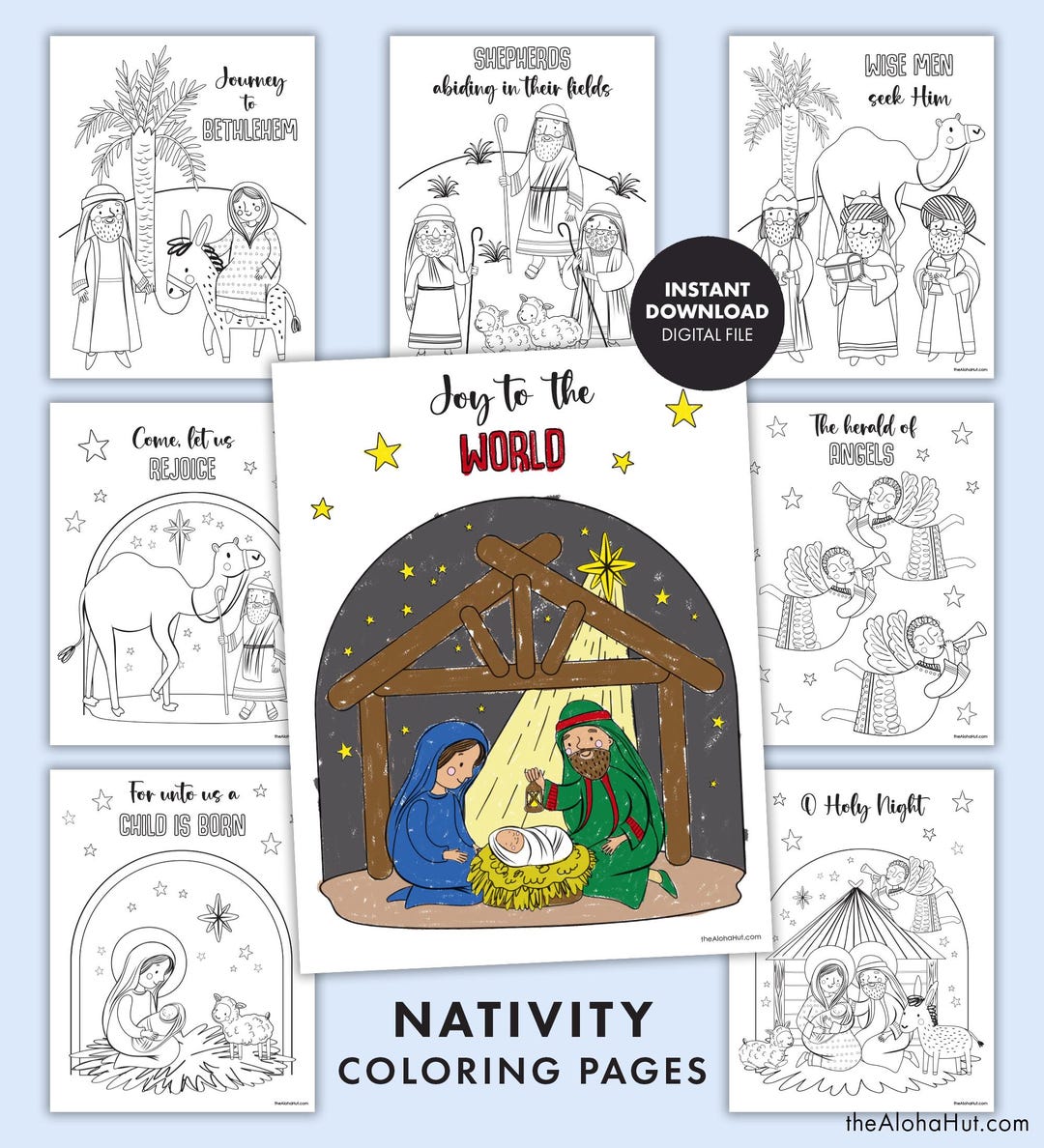 Christmas Nativity Coloring Pages Jesus Christ Christian Religious ...