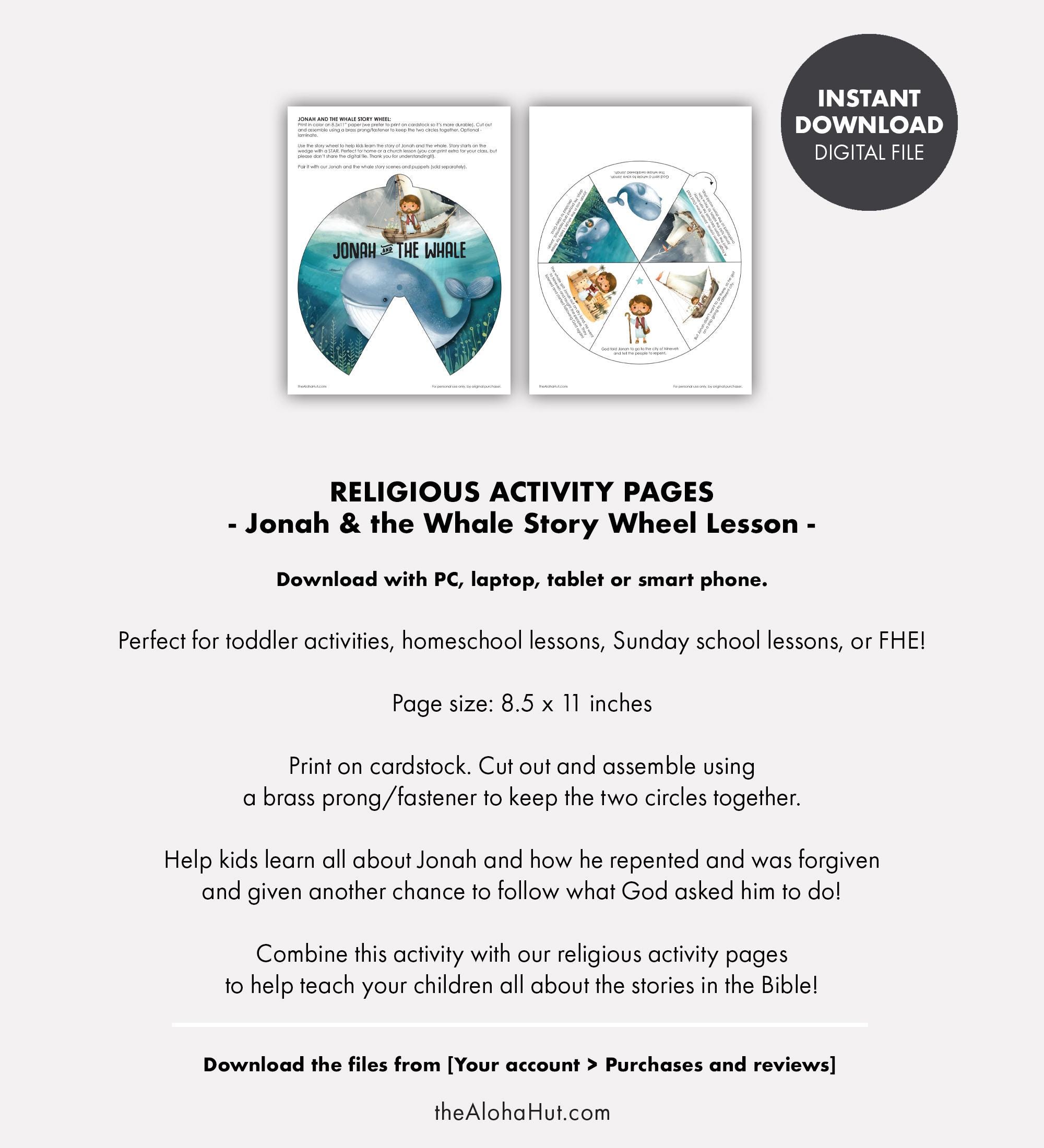 Jonah & the Whale Story Wheel Kids Activity Lesson Bible Story Primary ...