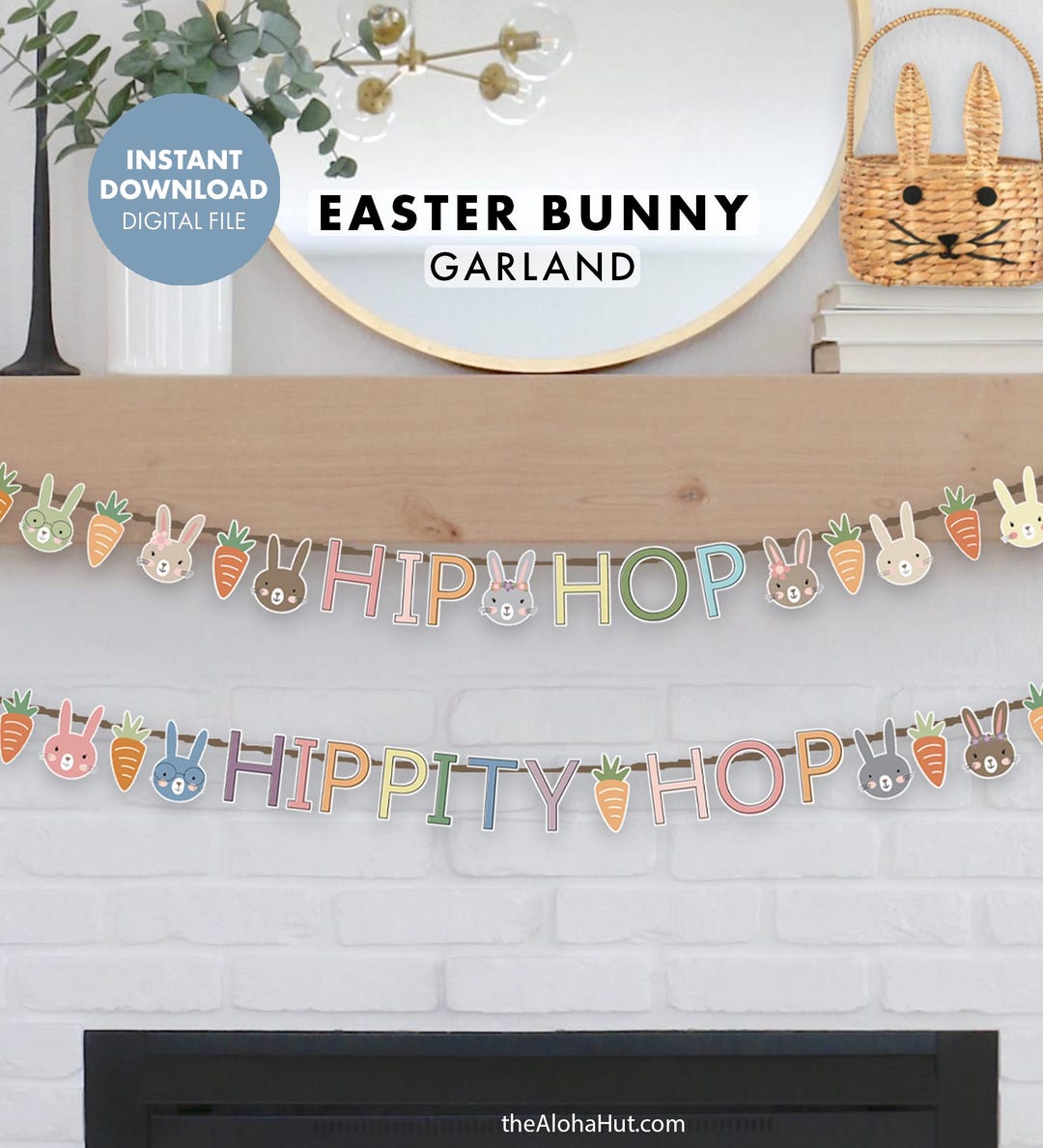 Easter Bunny Garland Banner Party Decor - Printable Decoration Hip Hop ...