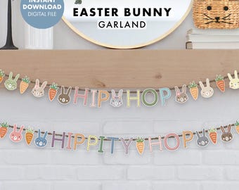Easter Bunny Garland Banner Party Decor - printable decoration Hip Hop Hippity Hop