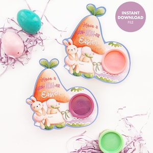 Easter Play Dough Gift Tag Handout - play doh playdough preschool toddler kindergarten classroom Easter basket bunny