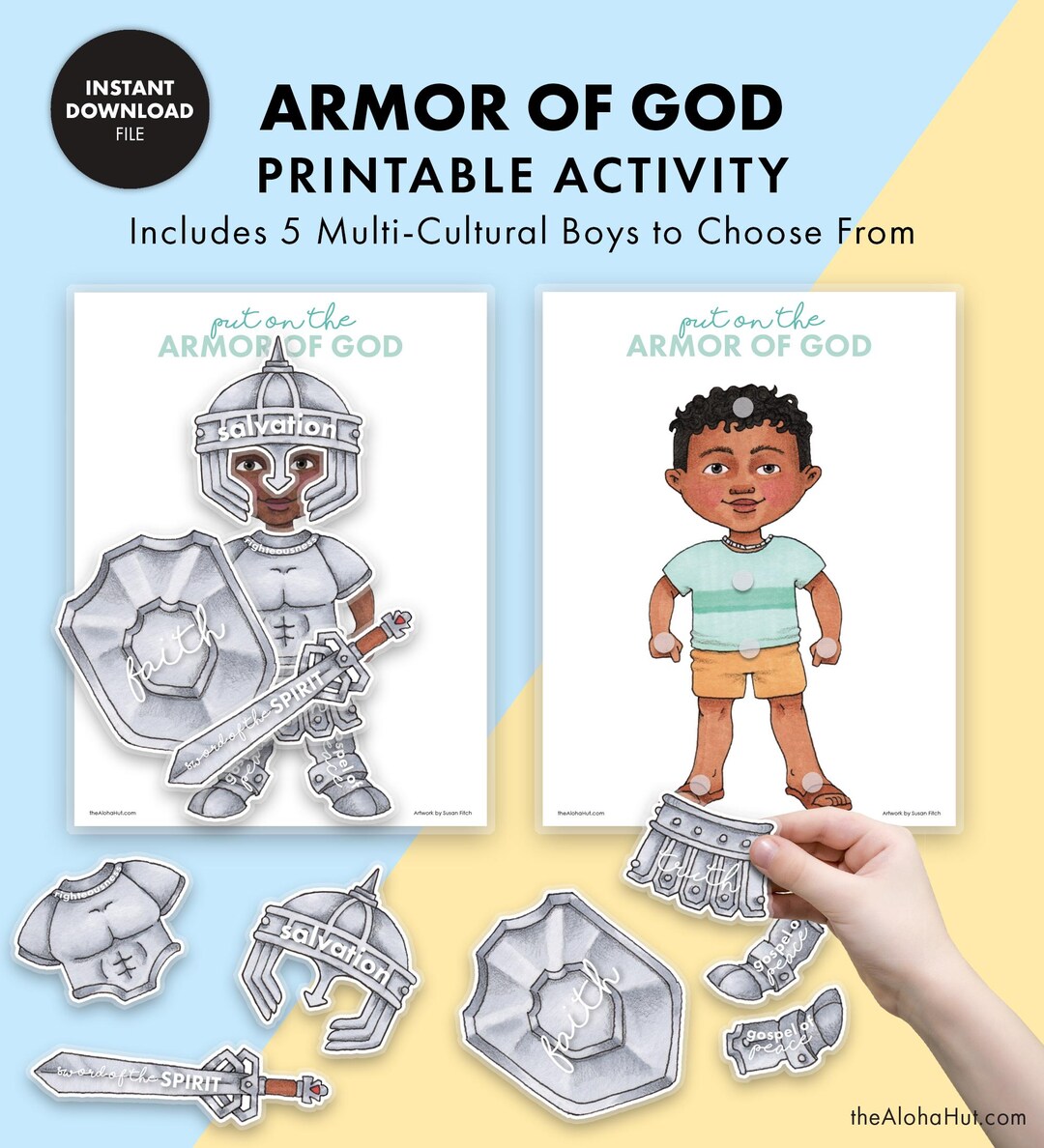The Armor of God Game Activity Pages Lesson Bible Story BOY VERSION ...