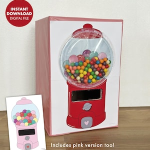 BUBBLEGUM Valentinstag Box - Valentinstag Geschenk Basteln DIY Schule Klassenzimmer Party Kinder Idee Karte vday Kaugummi Automat