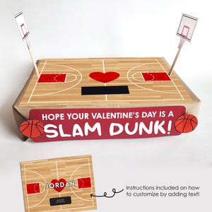 BASKETBALL PLATZ Valentinstag Box - Printable Valentinstag Handwerk DIY Schule Klassenzimmer Party Kinder Ideen Karte Sport Jungen Mädchen individuell