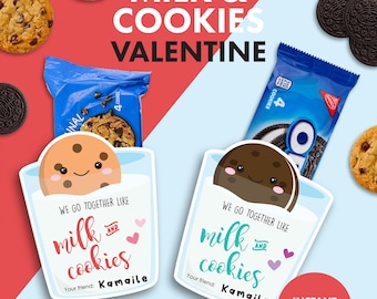 Leche y galletas para San Valentín: tarjeta de San Valentín, regalo, manualidad, bricolaje, escuela, aula, fiesta, niños, idea, regalo de San Valentín, niño, niña