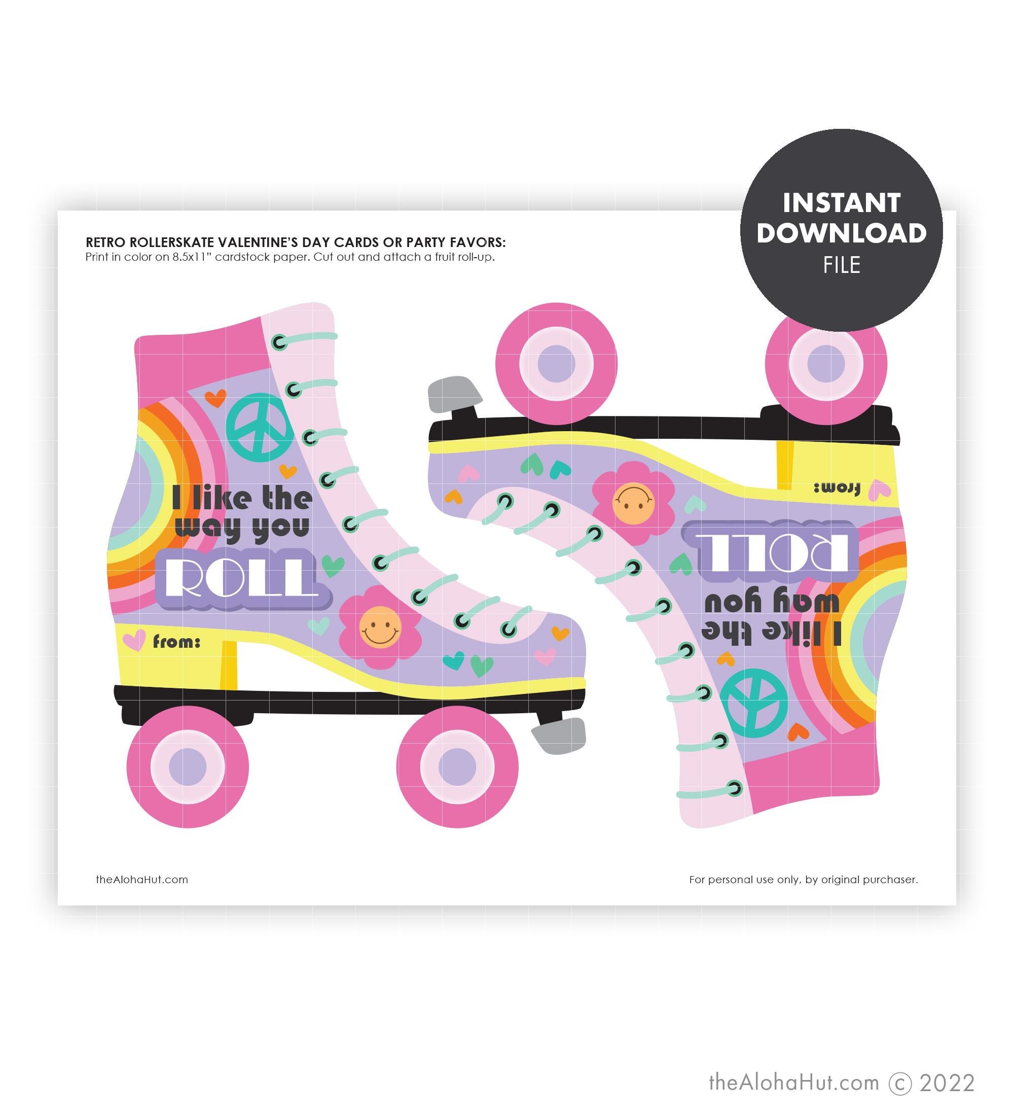 Retro Roller Skate Valentine - Valentine's Day Card Gift Craft DIY ...