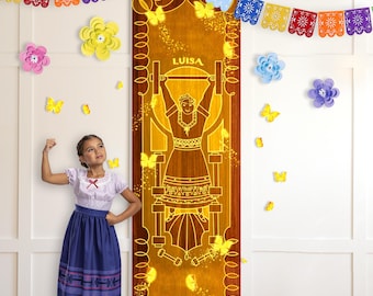 Poster per porta LUISA Encanto, decorazione per feste per bambini, compleanno, insegnante, ritorno a scuola, Mirabel Isabela Bruno, cartello, festa, dolcetto o scherzetto, Halloween