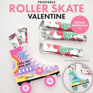 Retro Rollschuh Valentinstag Karte Geschenk Handwerk DIY Schule Klassenzimmer Party Kinder Idee vday vintage peace hippy groovy tween