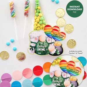 St. Patrick's Day-cadeaukaartje - I'm Lucky and I Gnome IT-leraar student feestbedankje traktatiekaart m&m