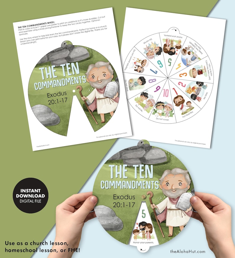 The Ten Commandments Story Wheel Kids Activity Lesson Bible Story ...