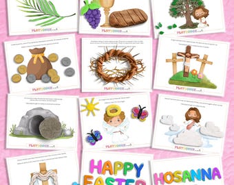 Easter Holy Week Playdough Mats (Digital Download) Play Dough Preschool or Toddler Activity - lesson help Sunday school homeschool play doh