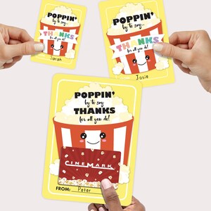 Porta-cartão-presente de agradecimento ao professor do cinema Popcorn - cartão de agradecimento à semana de agradecimento ao professor, etiqueta de agradecimento ao aluno no final da escola