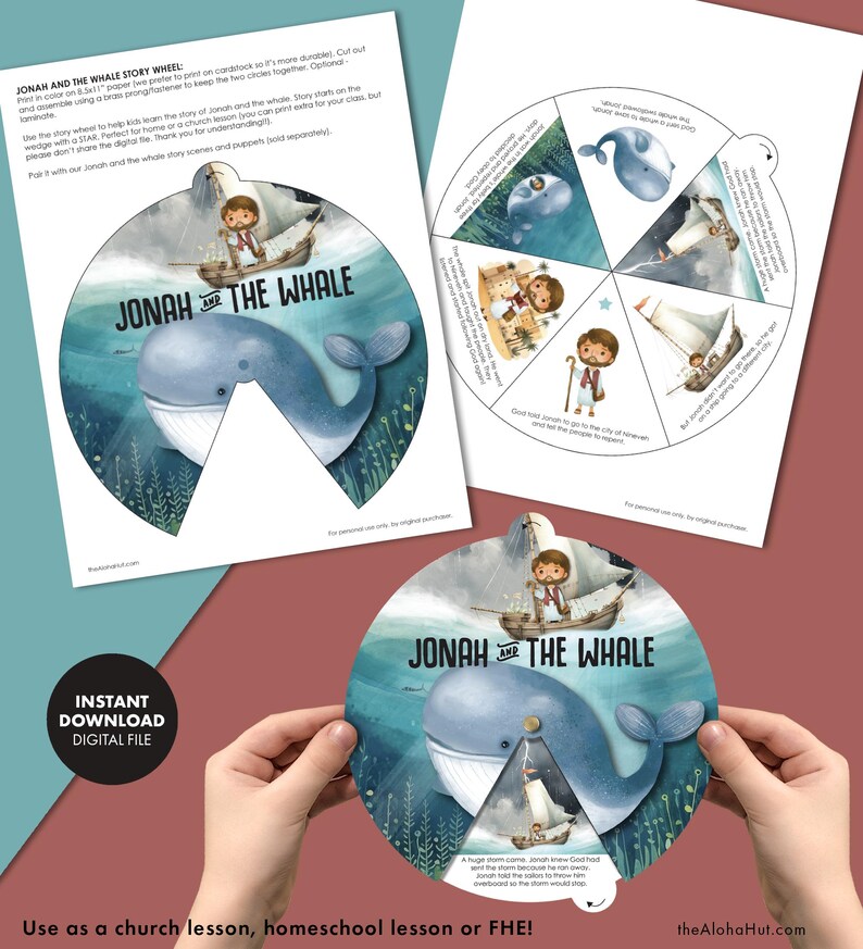 Jonah & the Whale Story Wheel Kids Activity Lesson Bible Story Primary ...