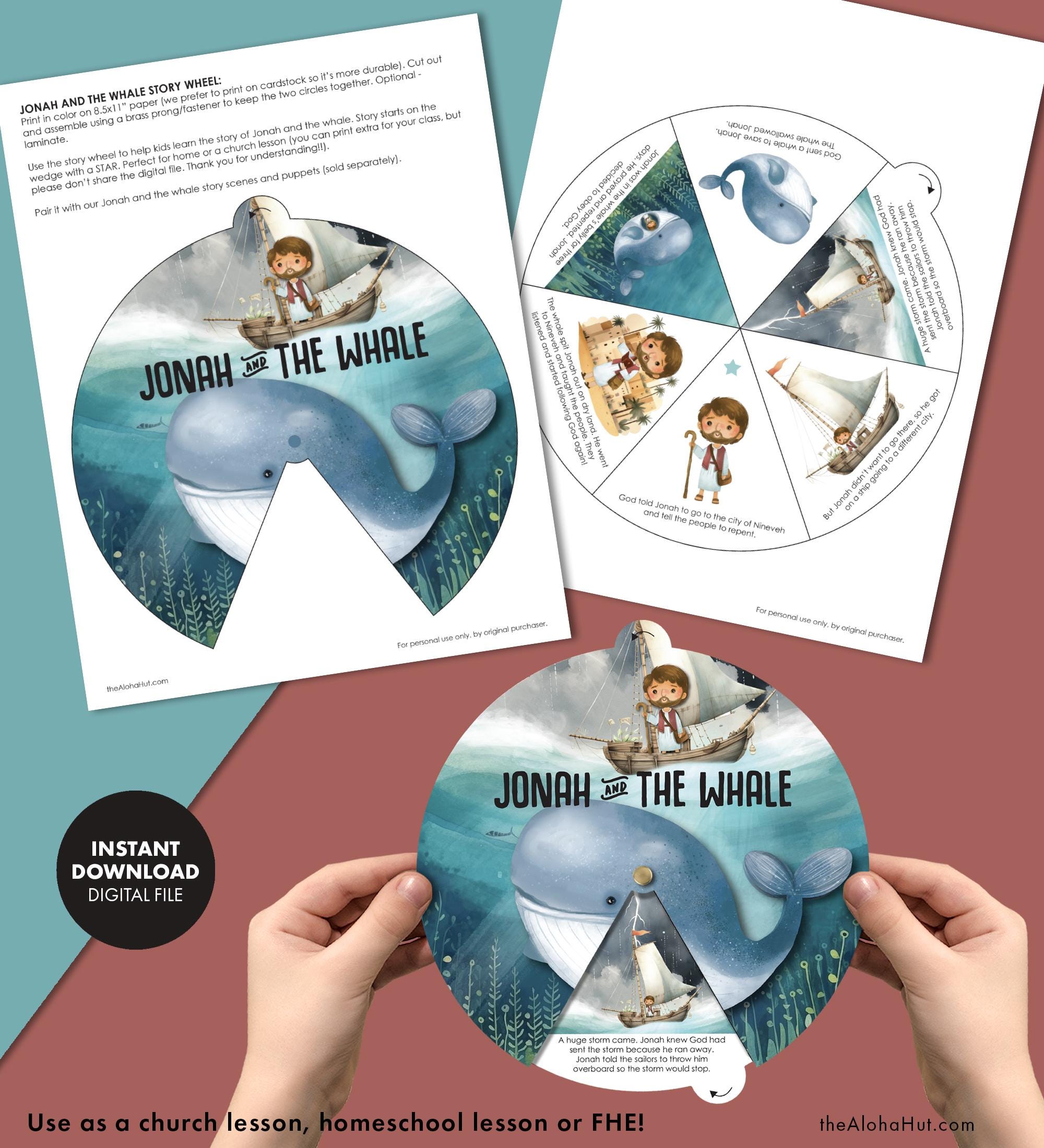 Jonah & the Whale Story Wheel Kids Activity Lesson Bible Story Primary ...