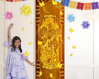 ISABELA Encanto Poster per porta Decorazione per feste per bambini Compleanno Insegnante Ritorno a scuola Isabella Mirabel Bruno Cartello Festa Dolcetto o scherzetto Halloween