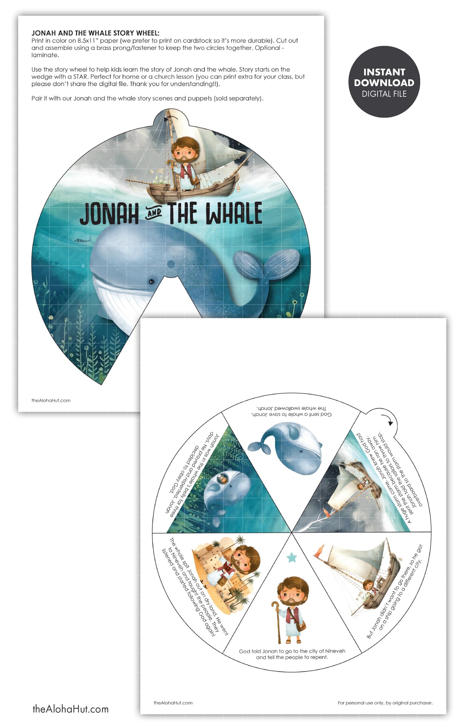 Jonah & the Whale Story Wheel Kids Activity Lesson Bible Story Primary ...