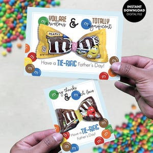 Carte à distribuer pour la fête des pères M&M : cadeau artisanal pour enfants avec noeud papillon en chocolat pour l'église de papa