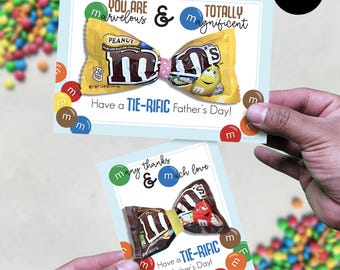 M&M Father's Day Handout Card chocolate bowtie craft kids gift for dad church