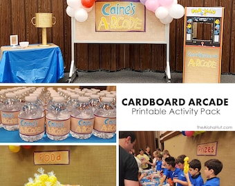 Cardboard Arcade Party Bundle - school event church activity STEM Caine's Arcade printable decor