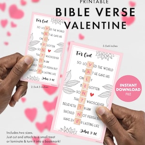 Verset de la Bible Saint Valentin - Jean 3:16 Saint Valentin carte cadeau artisanat bricolage école du dimanche église chrétienne document religieux signet ministère