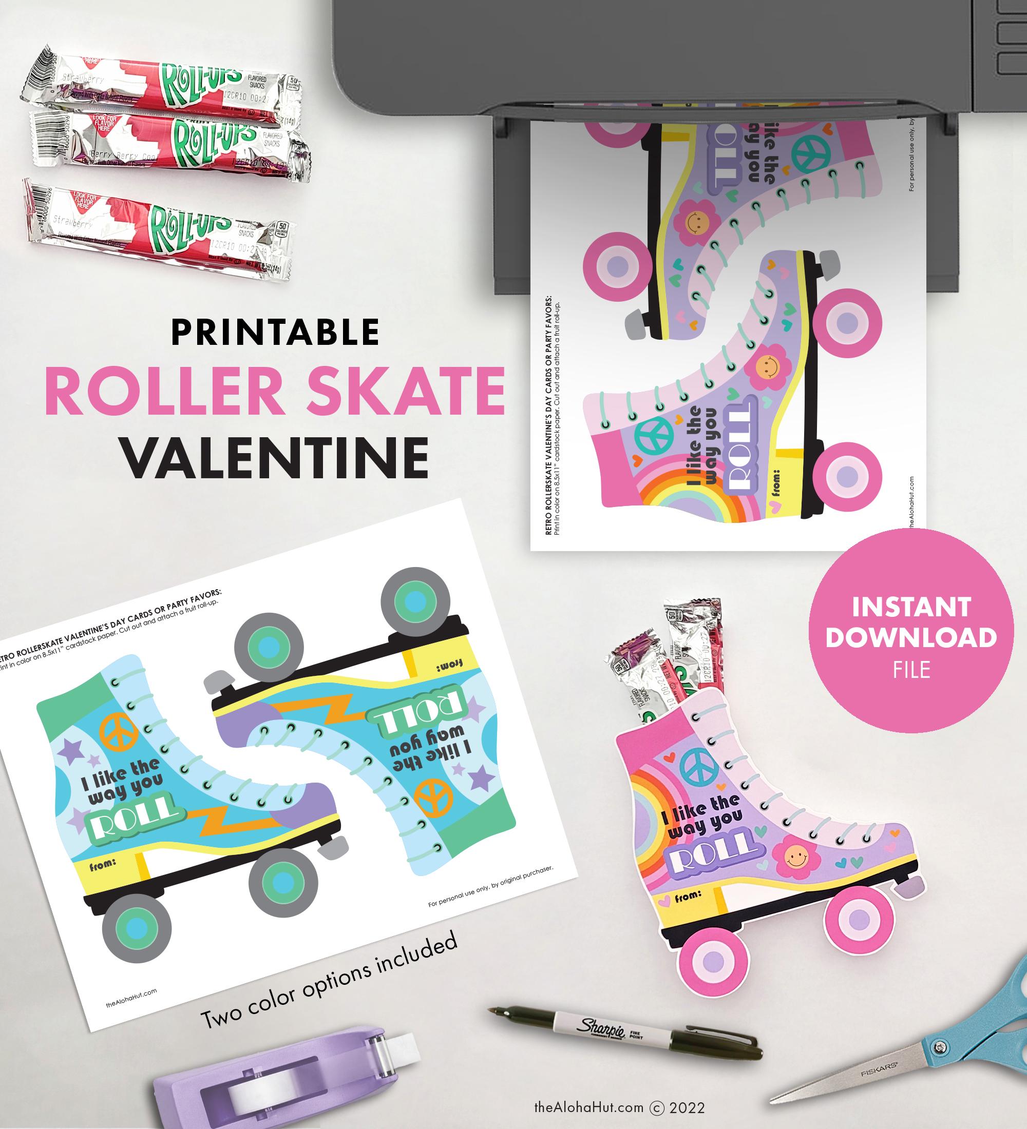 Retro Roller Skate Valentine - Valentine's Day Card Gift Craft DIY ...