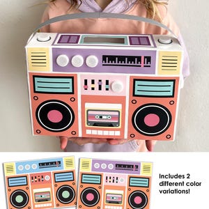 Jaren 80 Retro Stereo Valentijnsdag Doos - Valentijnscadeau Knutselen DIY School Klas Feest Kinderen Ideekaart vday hippie groovy radio vintage