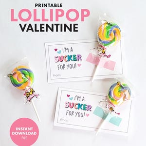 Lollipop Sucker Valentine - Valentinstag Karte Geschenk DIY Schule Klassenzimmer Party Kinder Idee vday kind tween