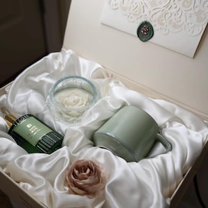 Coffret cadeau de luxe de bougies au soja avec carte personnalisée et cachet de cire vintage / Cadeau de mariage / Coffret cadeau de luxe